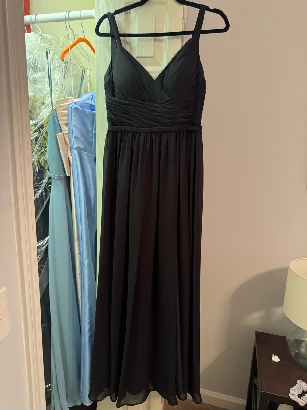 Azazie Black Chiffon V-Neck Maxi Dress